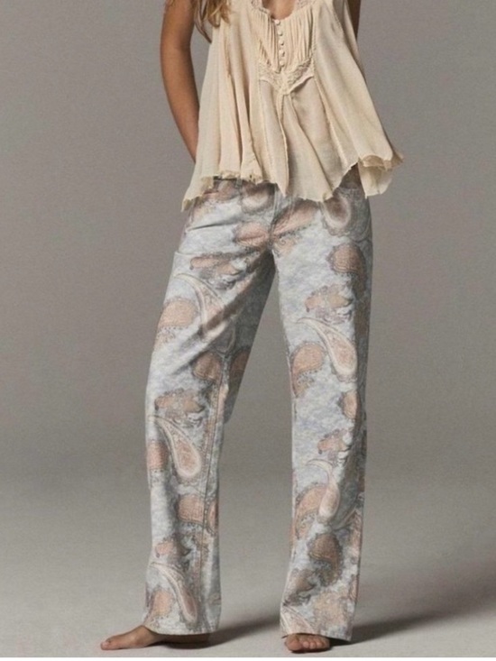 Free People Denim - Free People We The Free Tennessee Low Rise Paisley Jeans Limestone Blue NWT